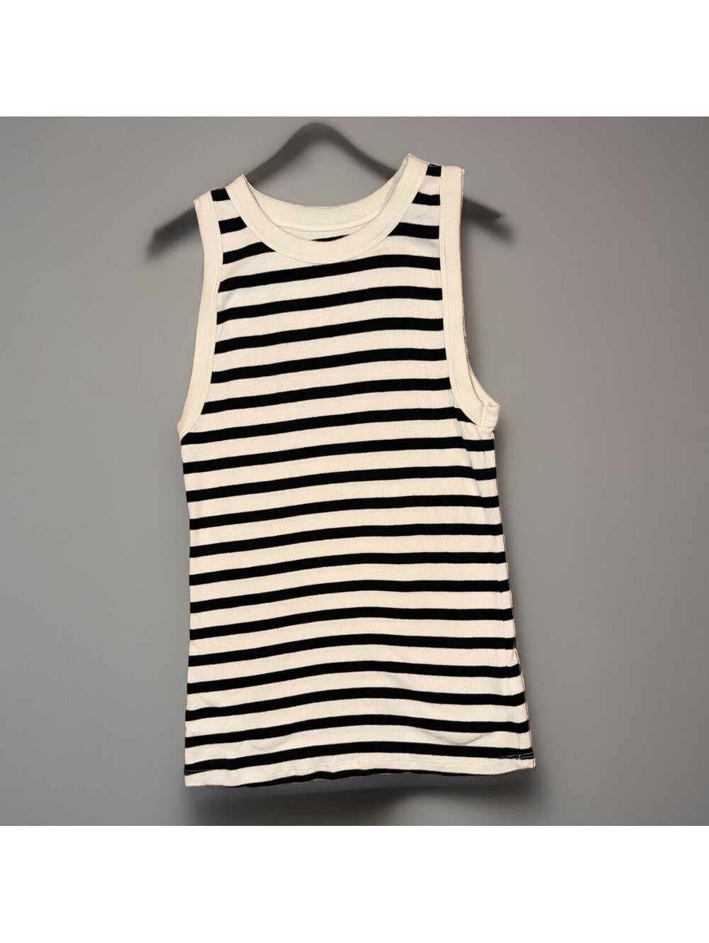 Womens A New Day Black And White Striped Tank Top Size Medium